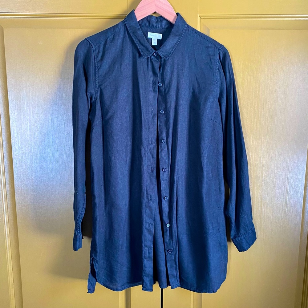 Garnet Hill Easy Linen Tunic in Black — Size Small— VGUC